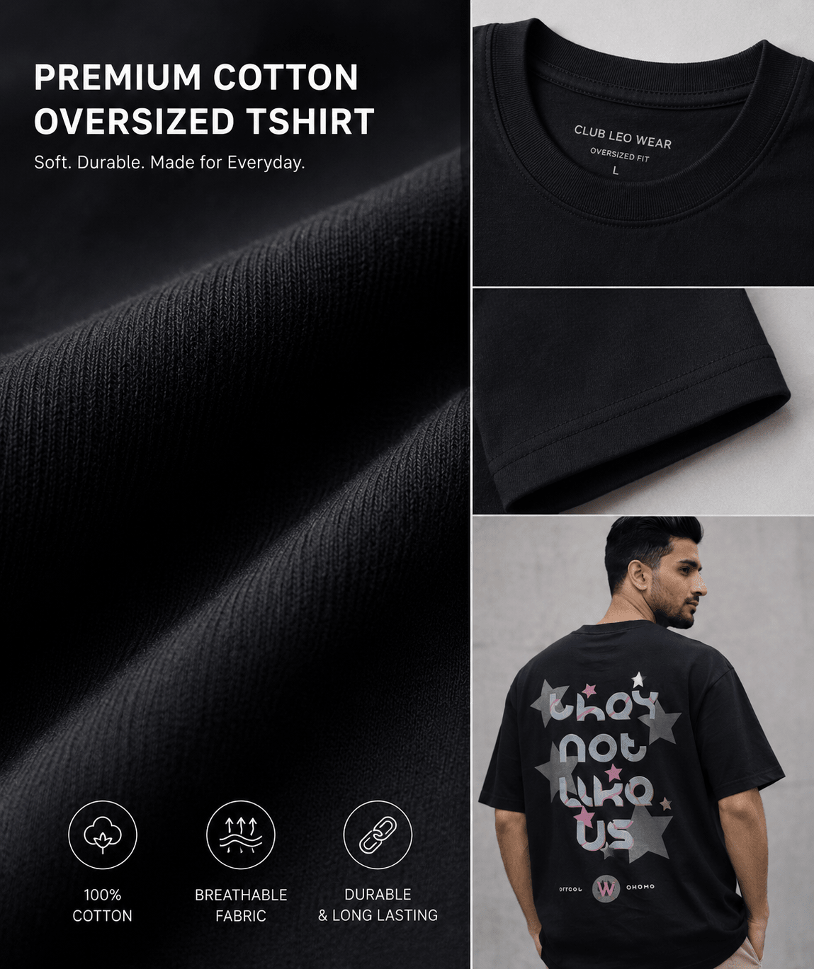 Men oversized fit tee shirt - Club Leo Wear
