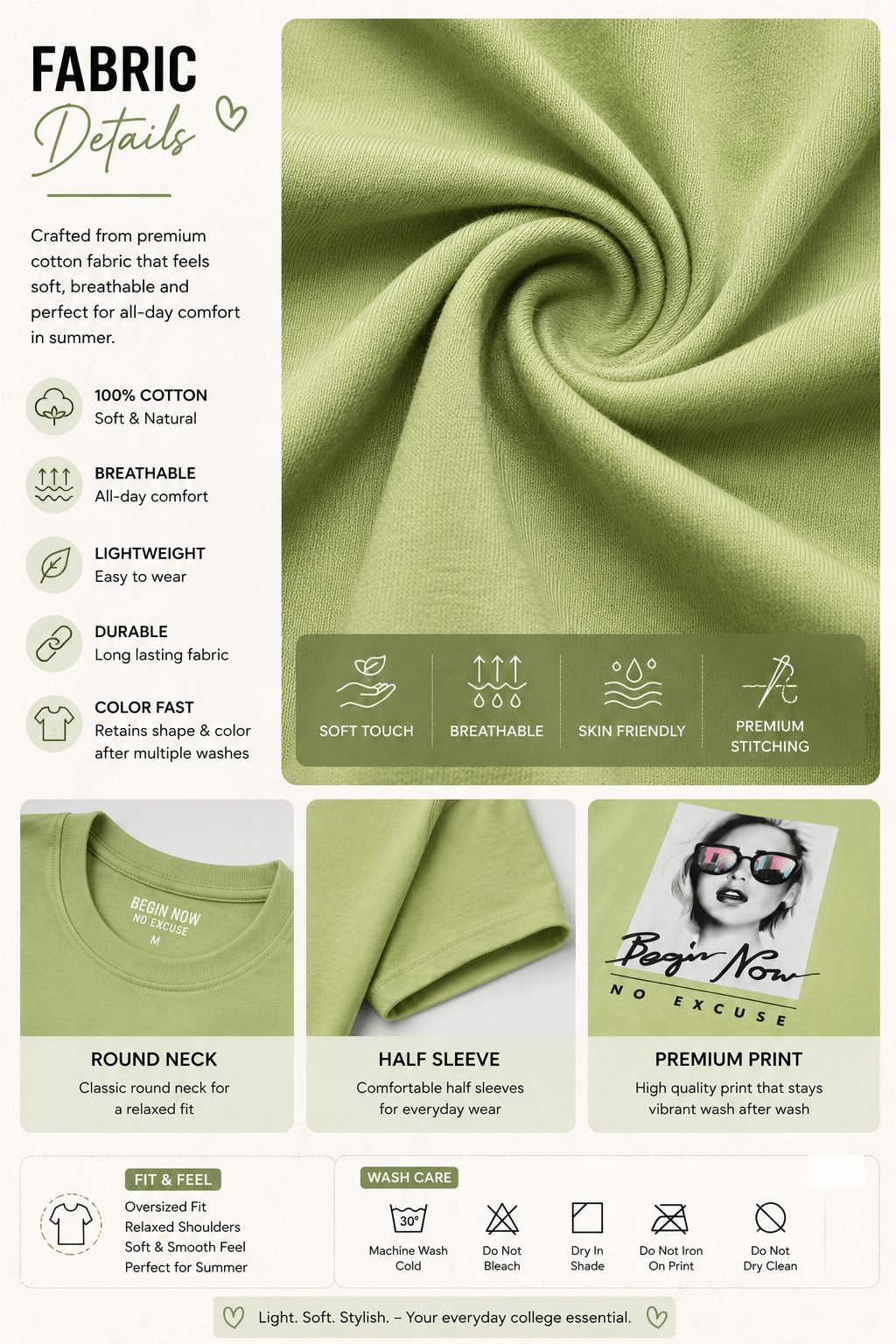 Women green oversized graphic tee - Club Leo Wear