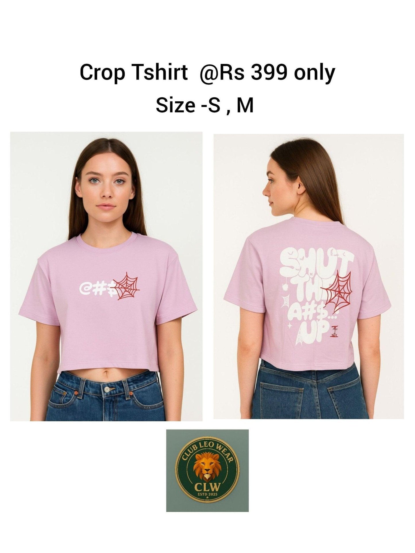Women light pink crop tee shirt - Club Leo Wear