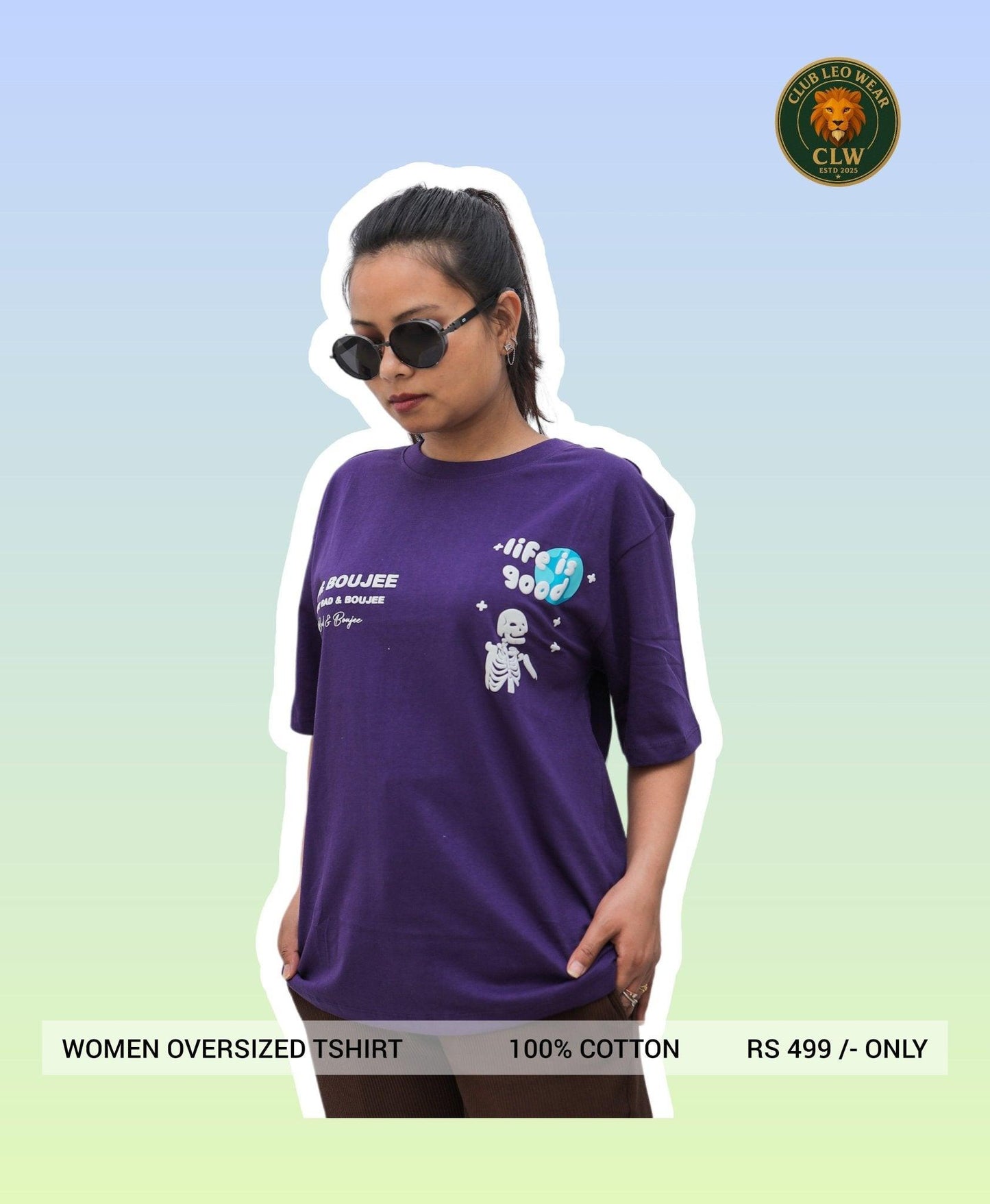 Women oversized graphic tee - Club Leo Wear