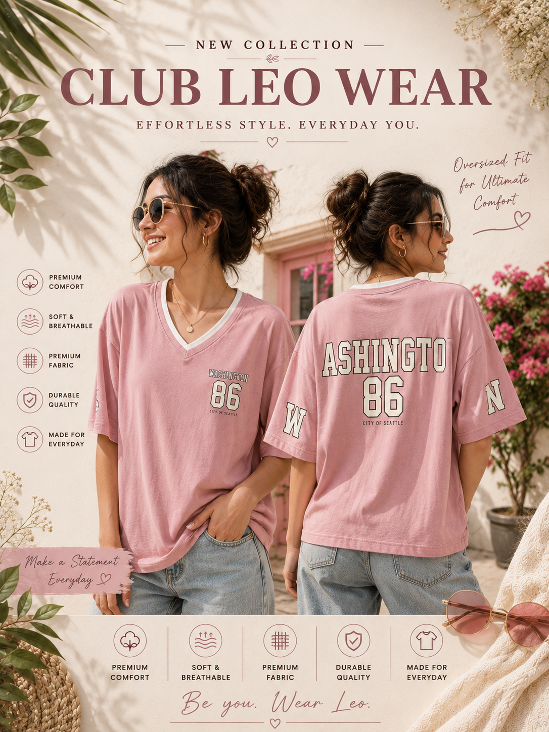 Women V-neck Oversized T-shirts