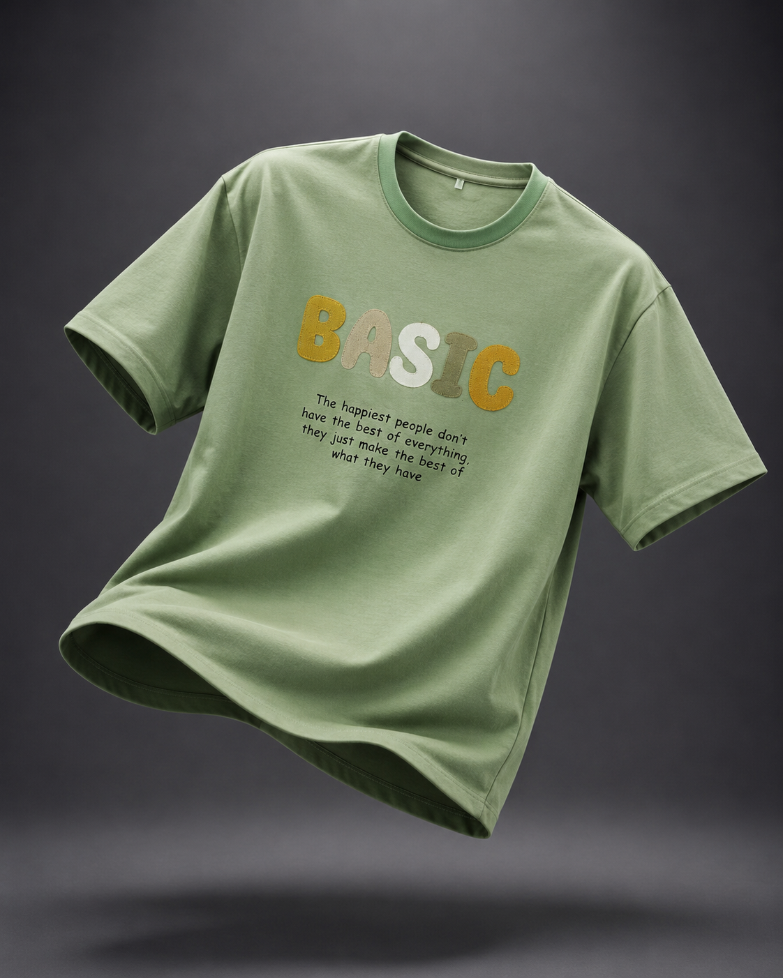Club Leo Wear BASIC Embroidery Oversized T-Shirt | Sage Green Cotton Tee