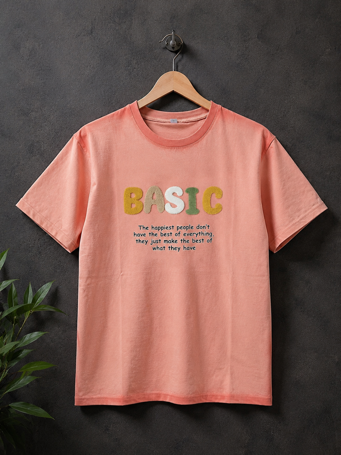 Club Leo Wear BASIC Embroidery Oversized T-Shirt for Women | Peach Pink Tee