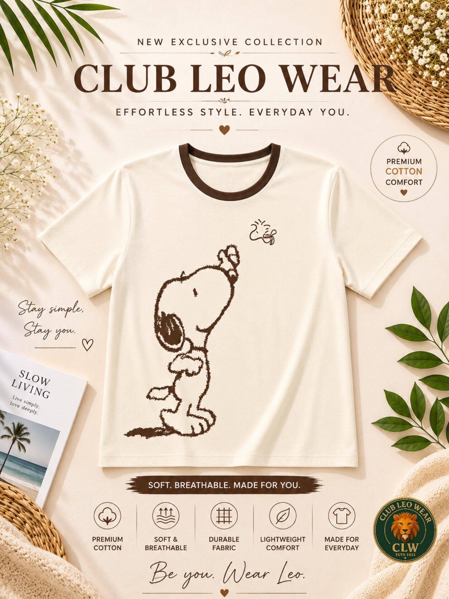 Club Leo Wear Premium Cotton Snoopy Graphic T-Shirt for Women