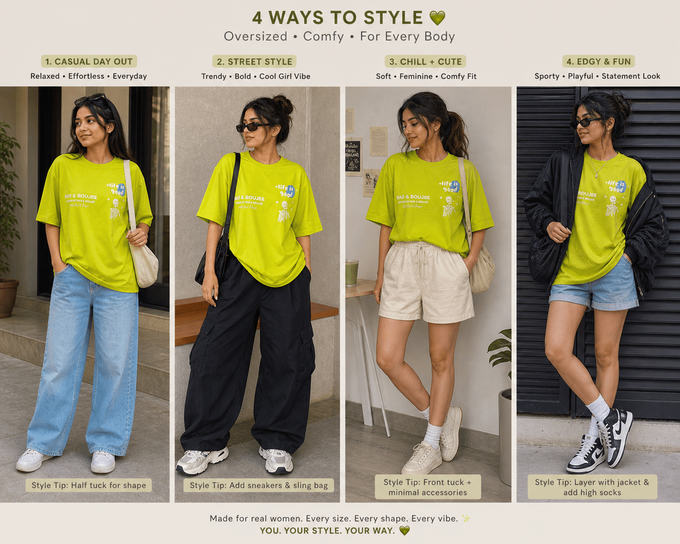 Club Leo Wear – “Bad & Boujee” Women Oversized T-Shirt - Club Leo Wear