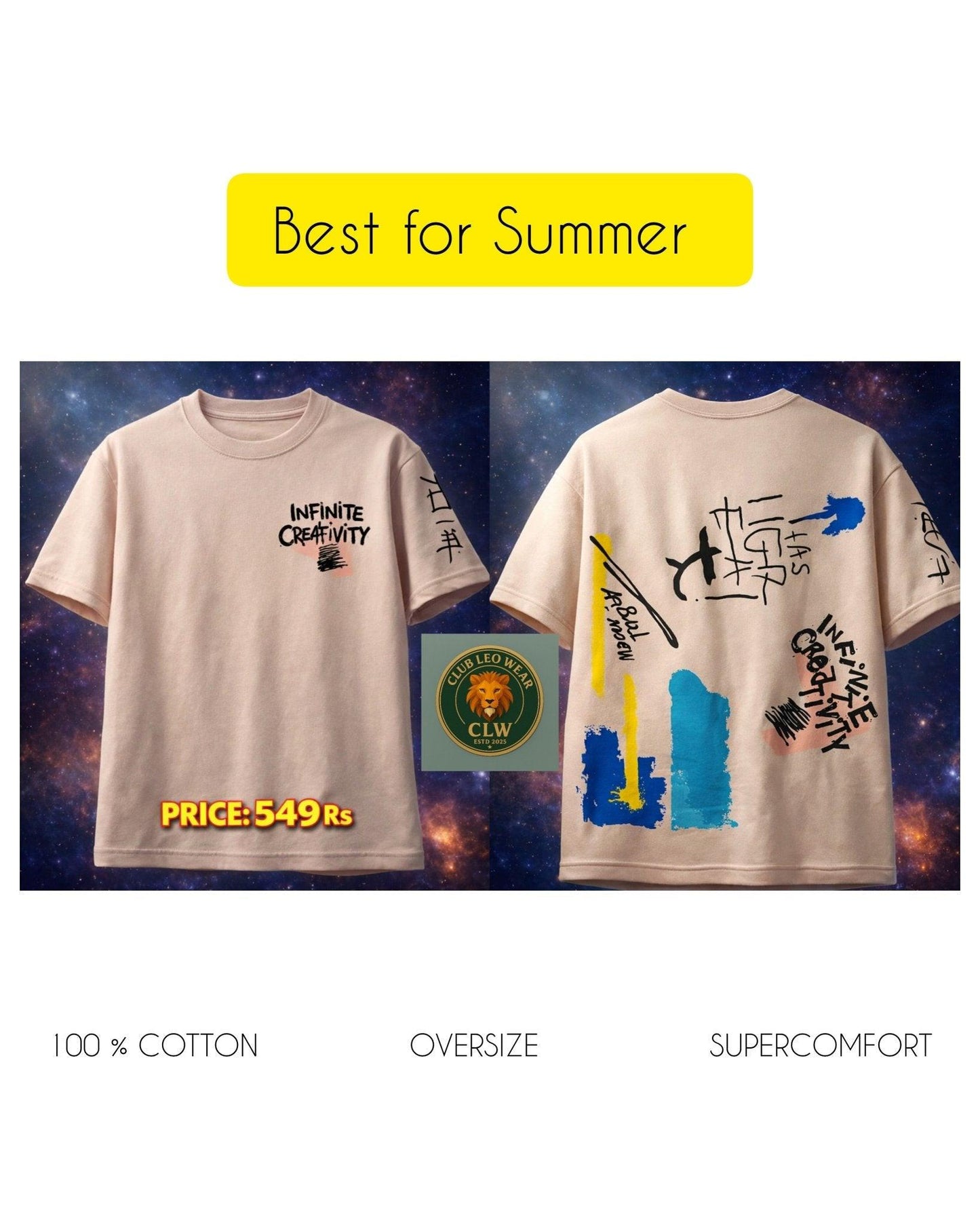 Club Leo Wear – “Infinite Creativity” Oversized Unisex T-Shirt - Club Leo Wear