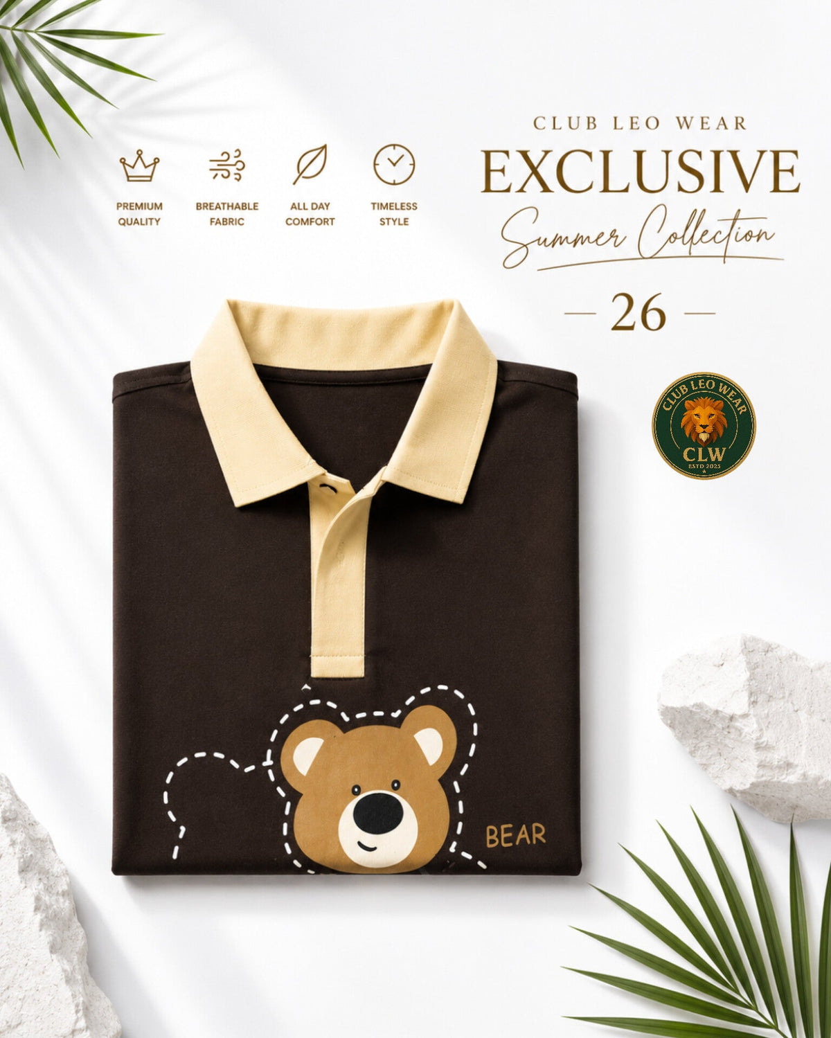 Club Leo Wear Teddy Bear Polo Crop T-Shirt for Women - Club Leo Wear