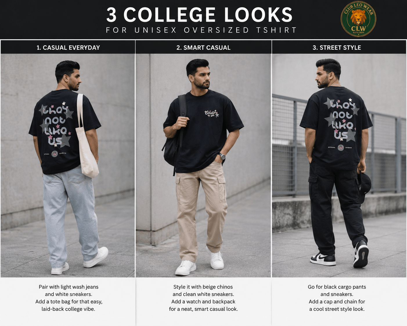 Men oversized fit tee shirt - Club Leo Wear