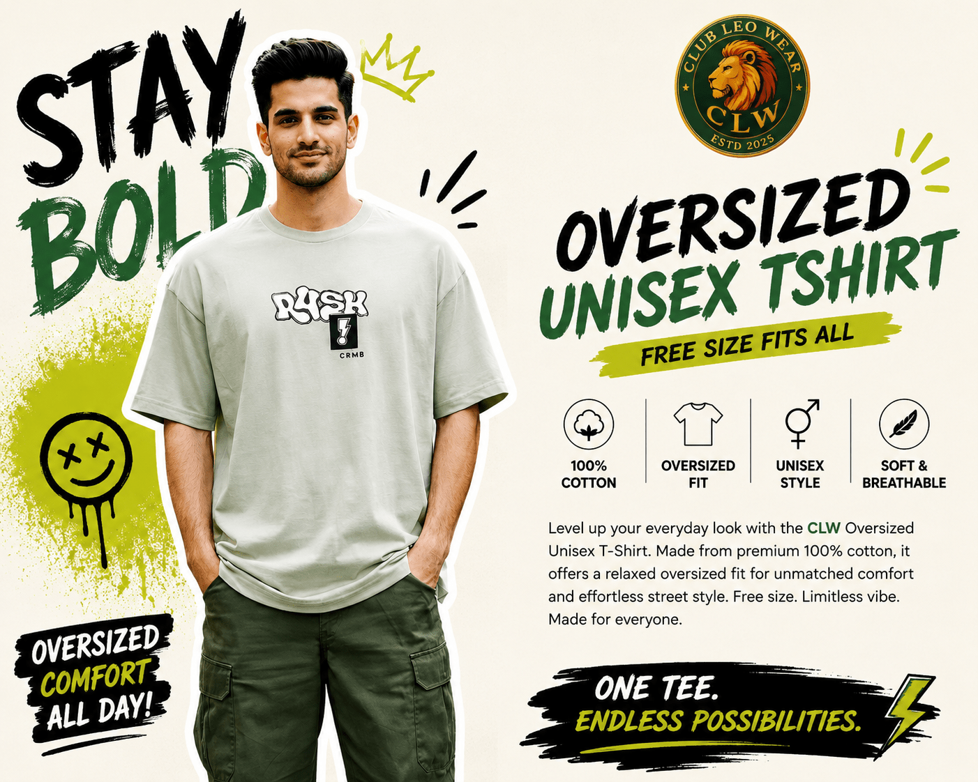 "Risk” Oversized Unisex T-Shirt - Club Leo Wear