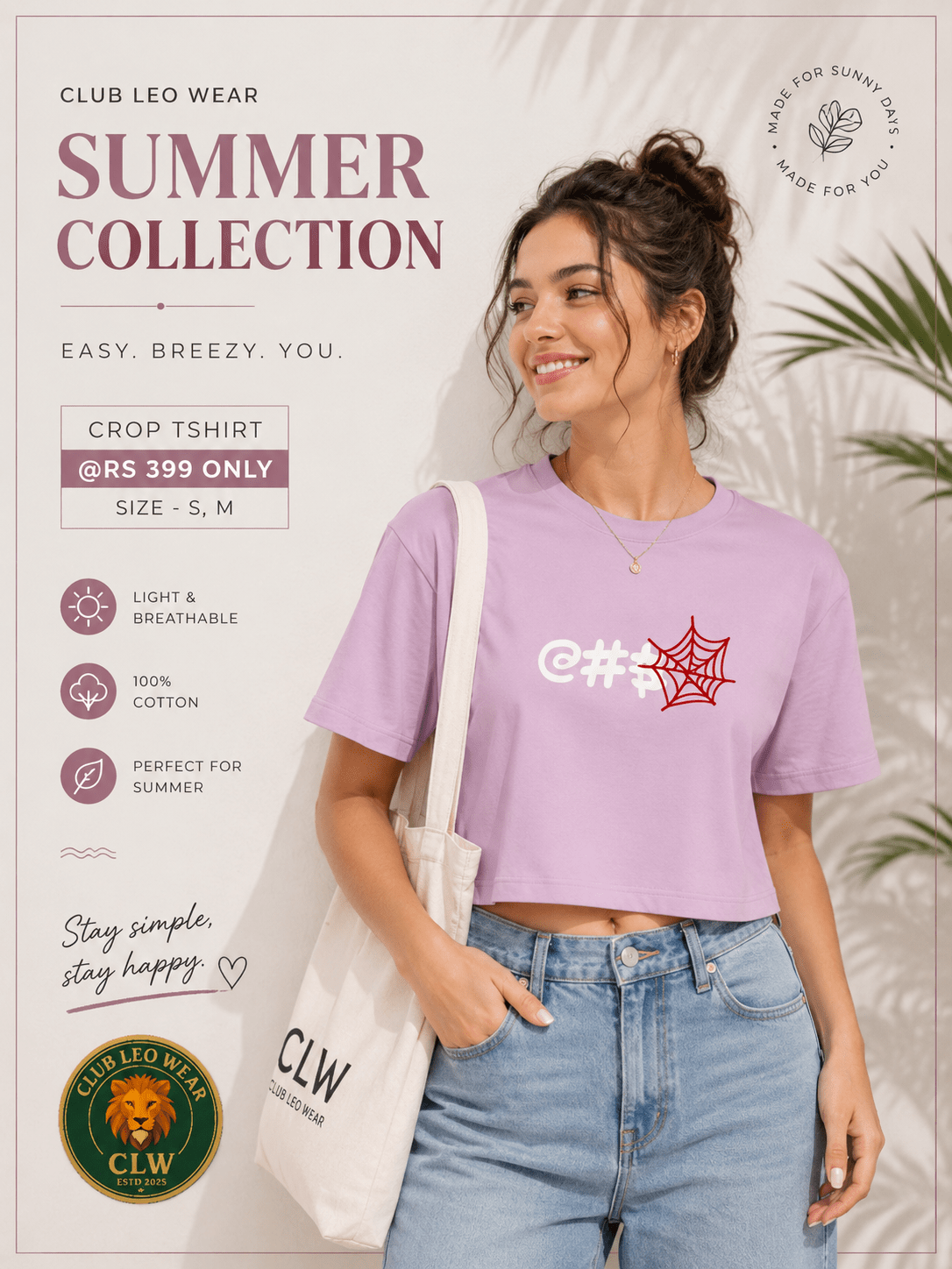 Women Beige Graphic Crop T-Shirt | Casual Summer Cotton Tee - Club Leo Wear