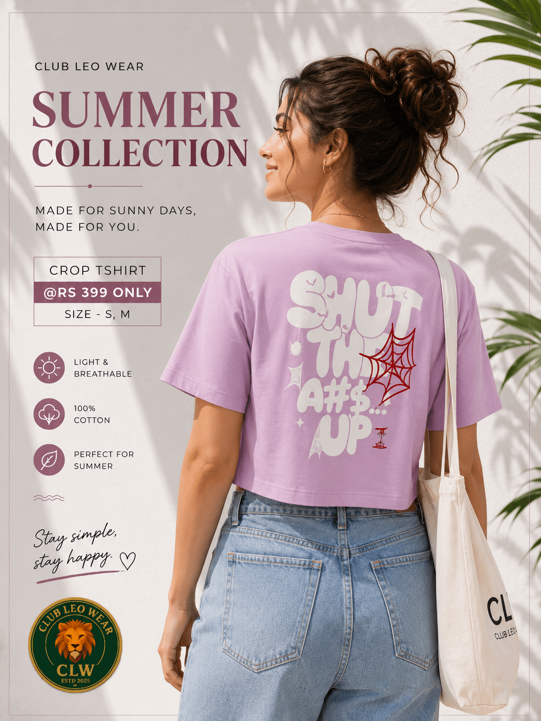 Women Beige Graphic Crop T-Shirt | Casual Summer Cotton Tee - Club Leo Wear