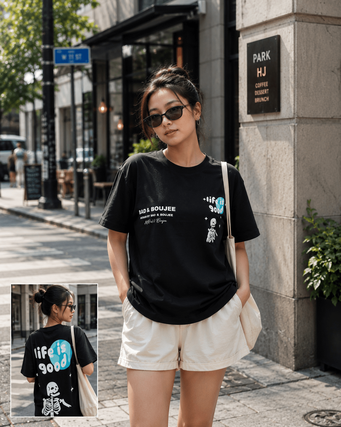 Women black oversized graphic t-shirt - Club Leo Wear