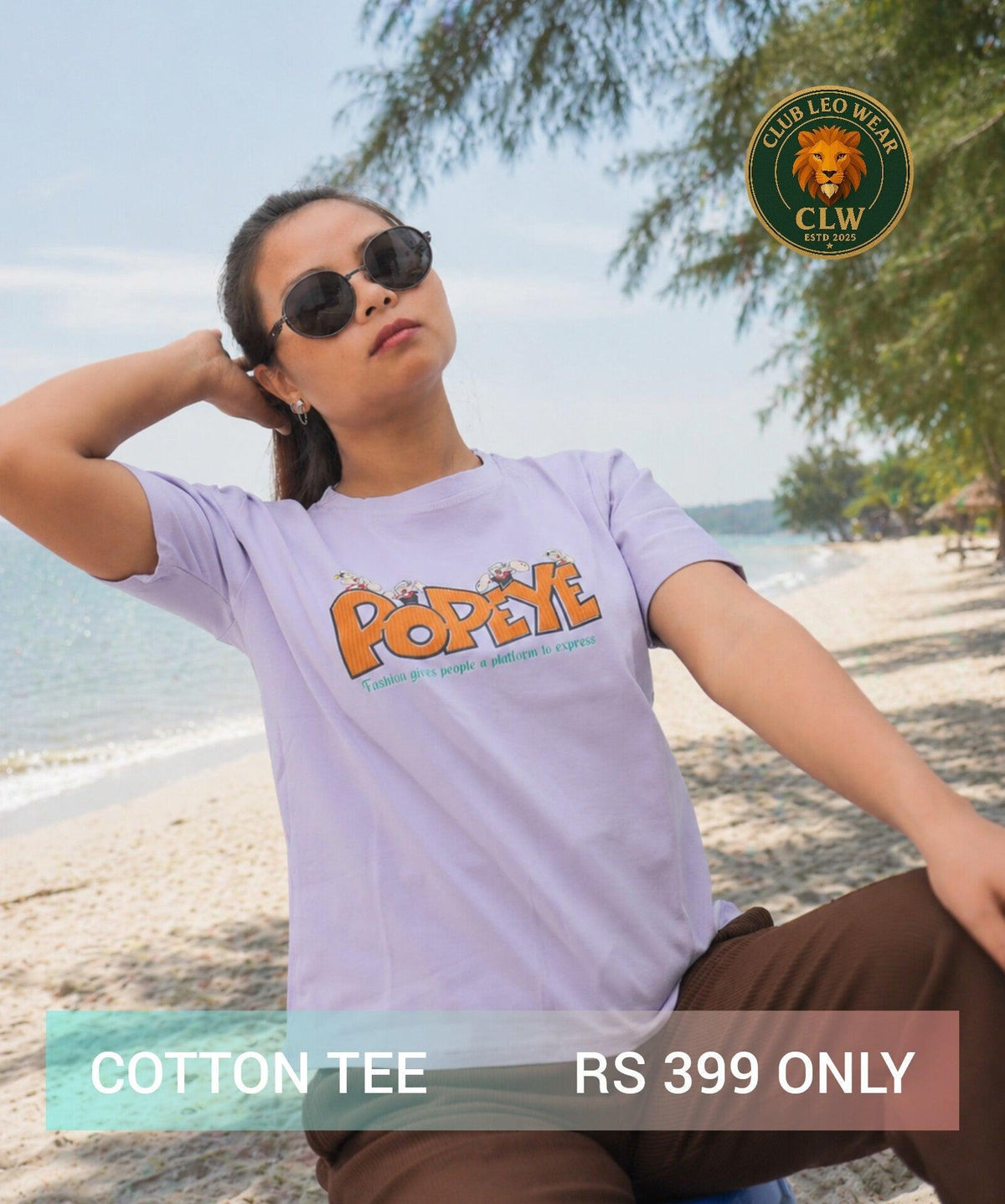 Women Lavender Graphic Regular fit T-Shirt Club leo wear - Club Leo Wear