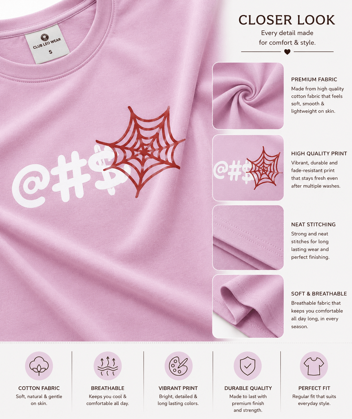 Women light pink crop tee shirt - Club Leo Wear