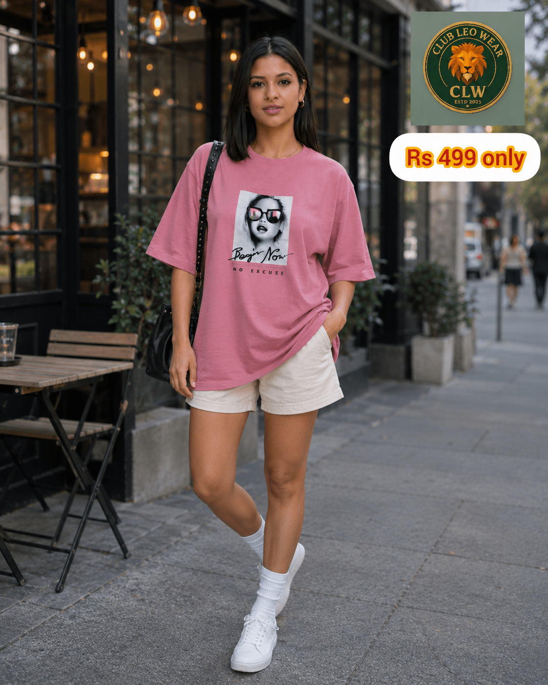 Women oversized fit tee shirt - Club Leo Wear