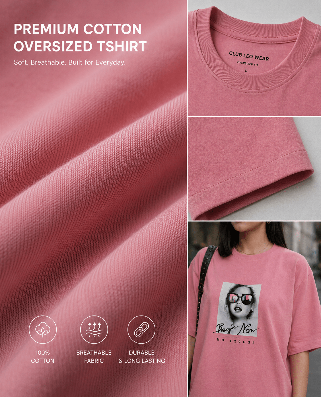 Women oversized fit tee shirt - Club Leo Wear