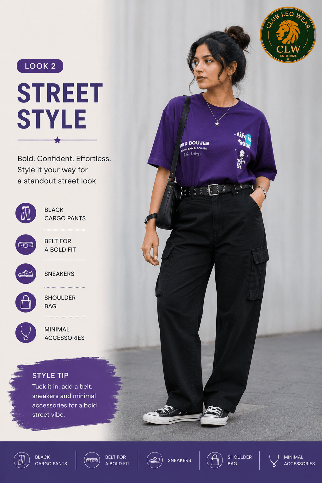 Women oversized graphic tee - Club Leo Wear