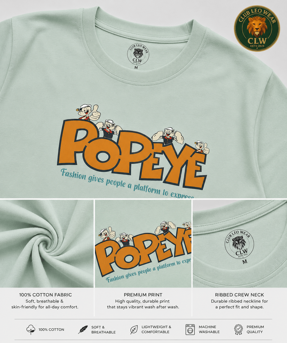 Women POPEYE graphic regular size t-shirt - Club Leo Wear