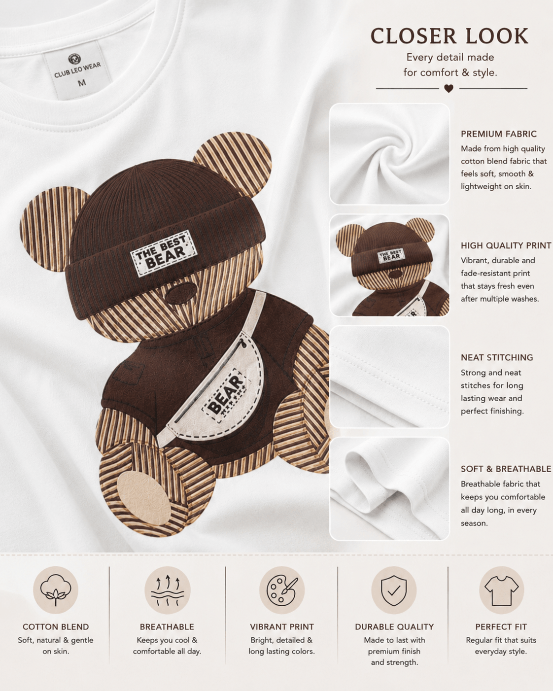 Women regular fit size tee shirt - Club Leo Wear