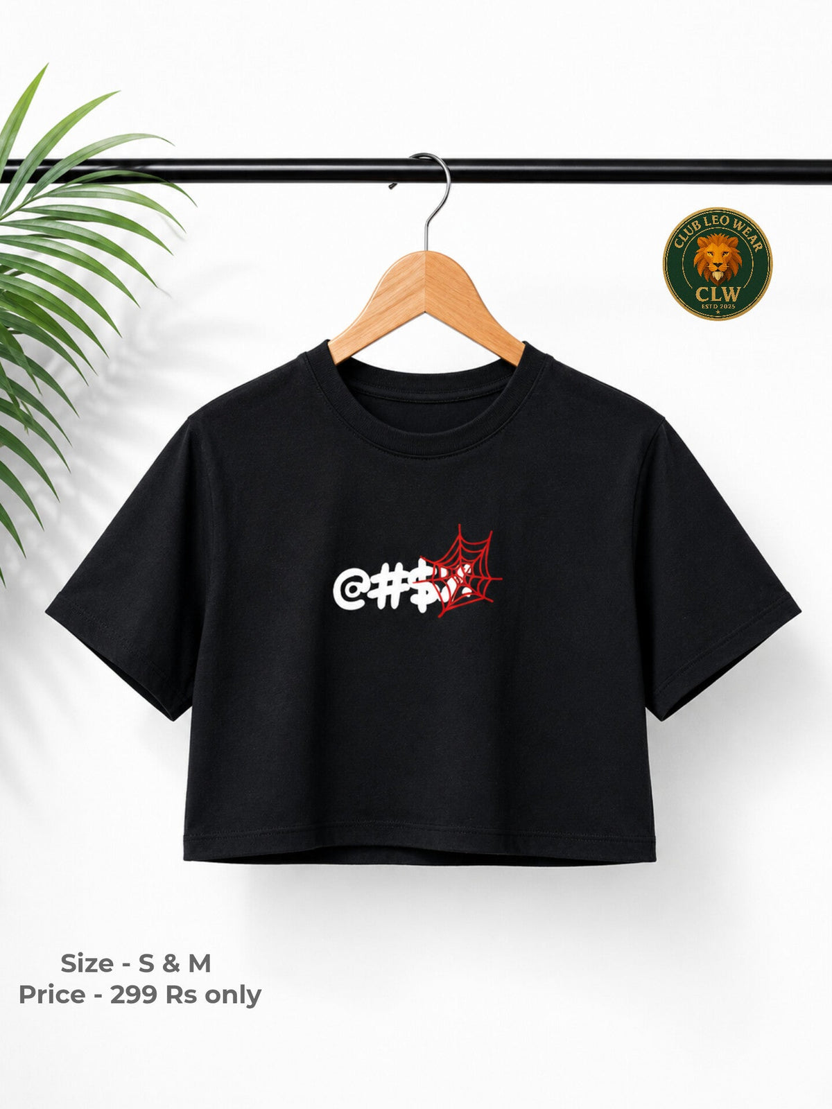 Women's Black Graphic Crop T-Shirt | Club Leo Wear - Club Leo Wear