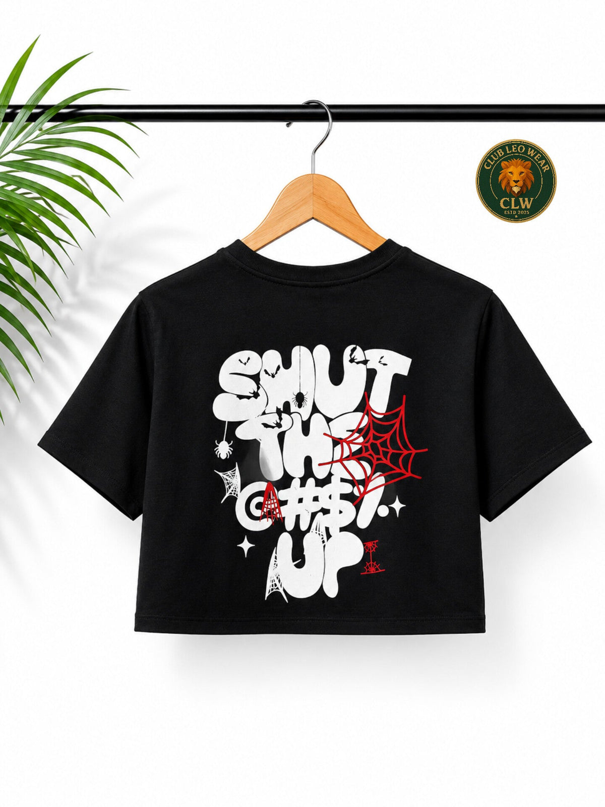 Women's Black Graphic Crop T-Shirt | Club Leo Wear - Club Leo Wear