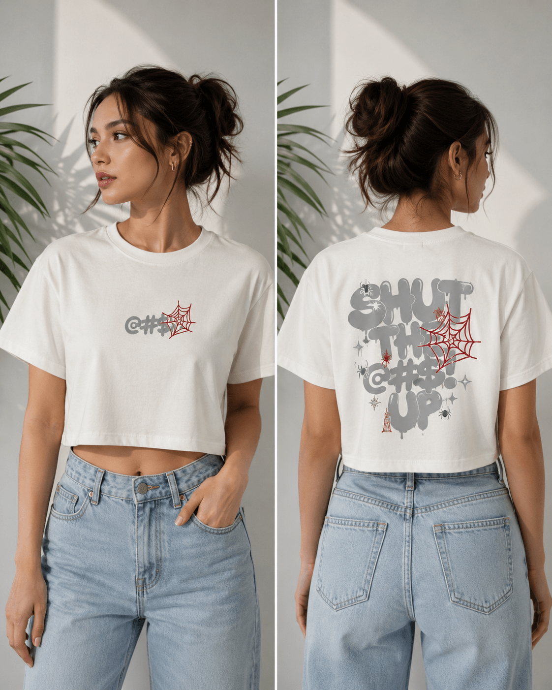 Women's White Graphic Crop T-Shirt | Club Leo Wear - Club Leo Wear